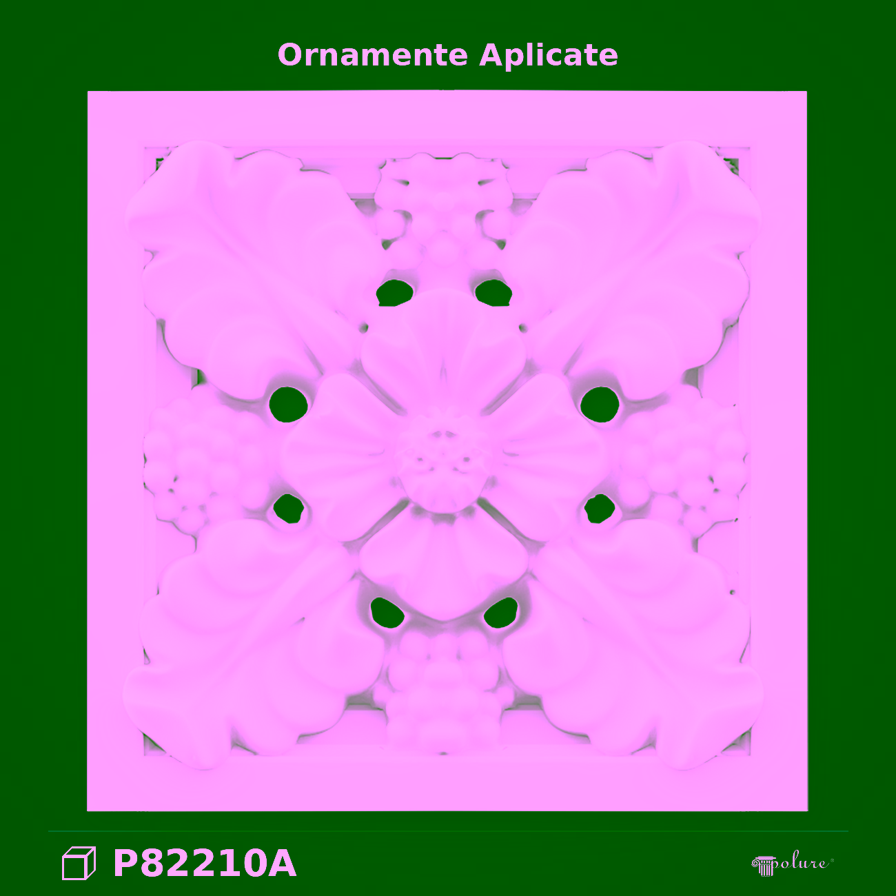 Ornament Decorativ din Poliuretan 24×24 cm cu Relief Floral
