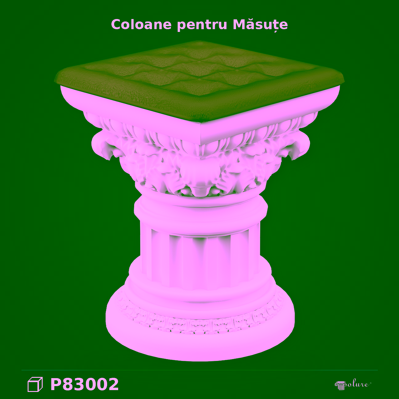 Coloană Suport Masă din Poliuretan Clasic 40x40x52 cm