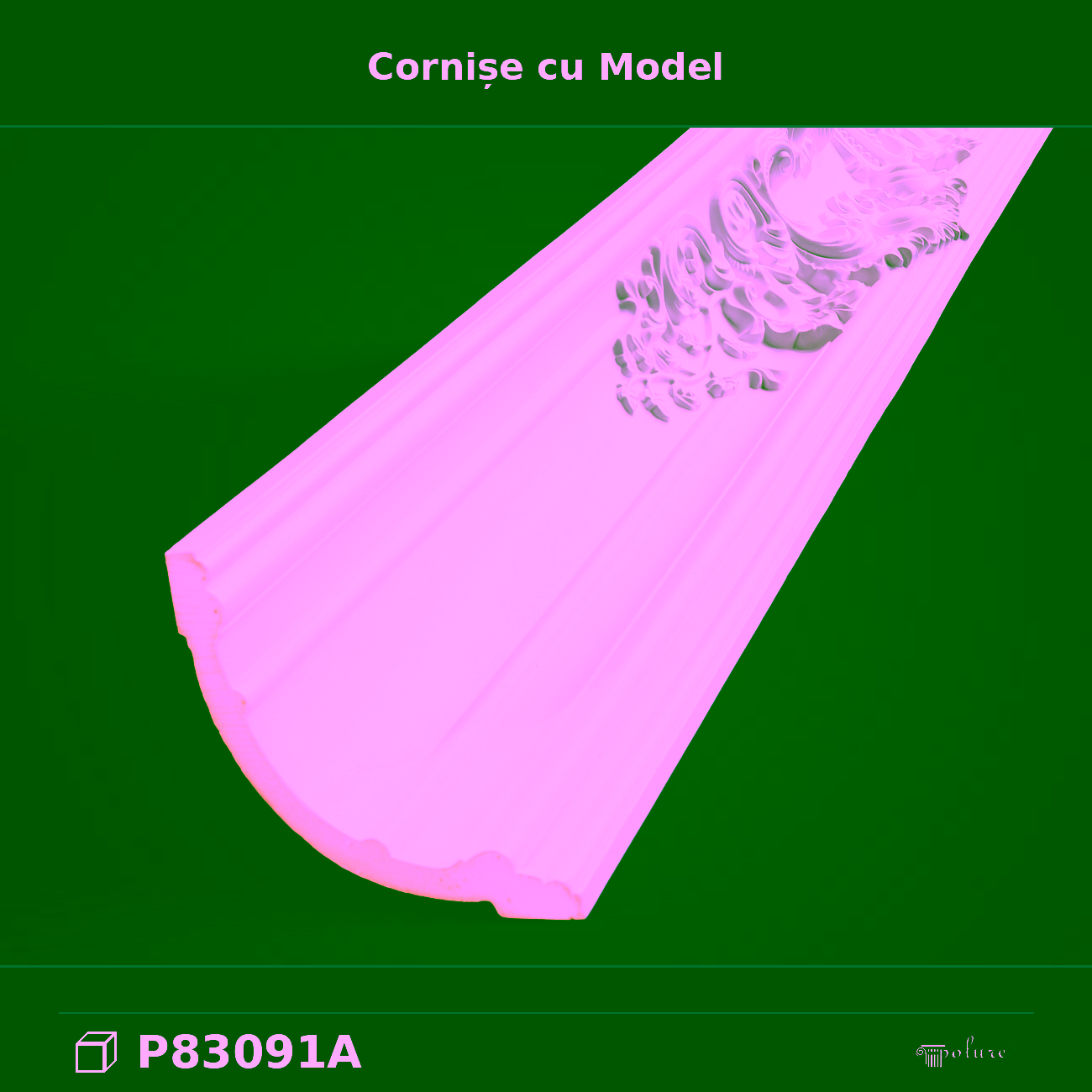 Cornișă Decorativă din Poliuretan cu Model Clasic 18×18 cm