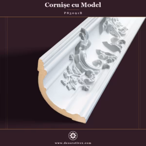 Cornișă Decorativă din Poliuretan cu Motive Clasice 18x18 cm