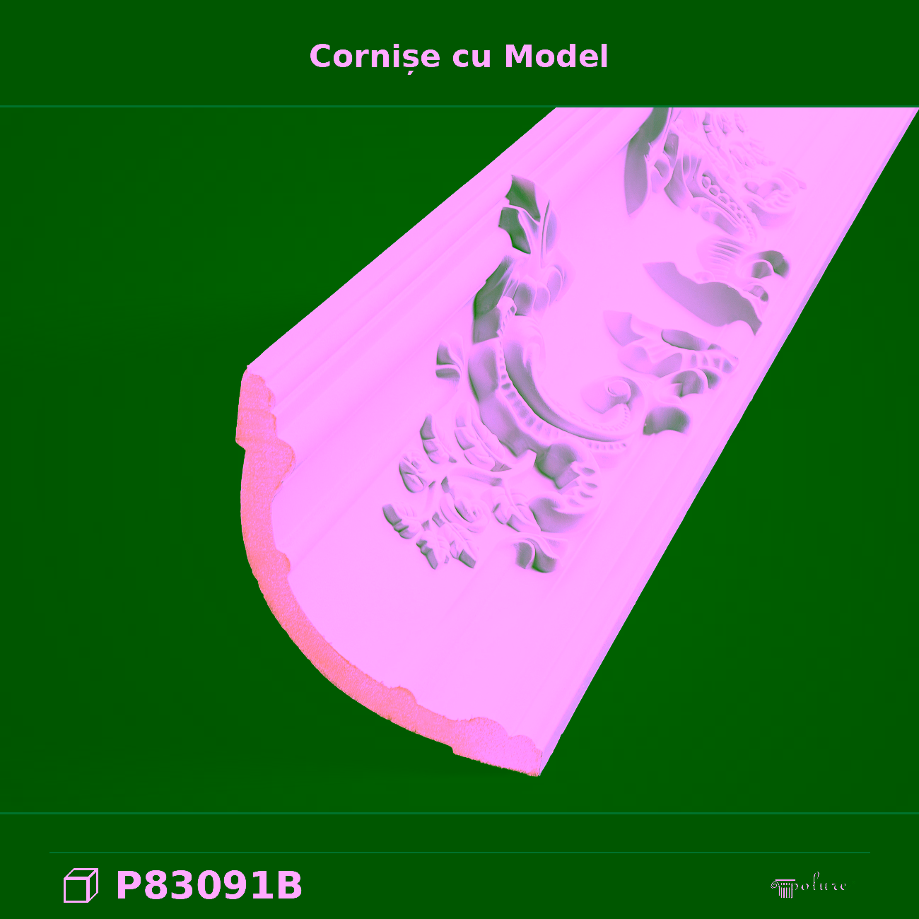 Cornișă Decorativă din Poliuretan cu Motive Clasice 18×18 cm