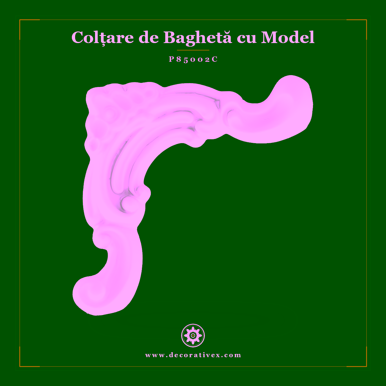 Colțar Baghetă Decorativă Poliuretan 16×16 cm cu Model