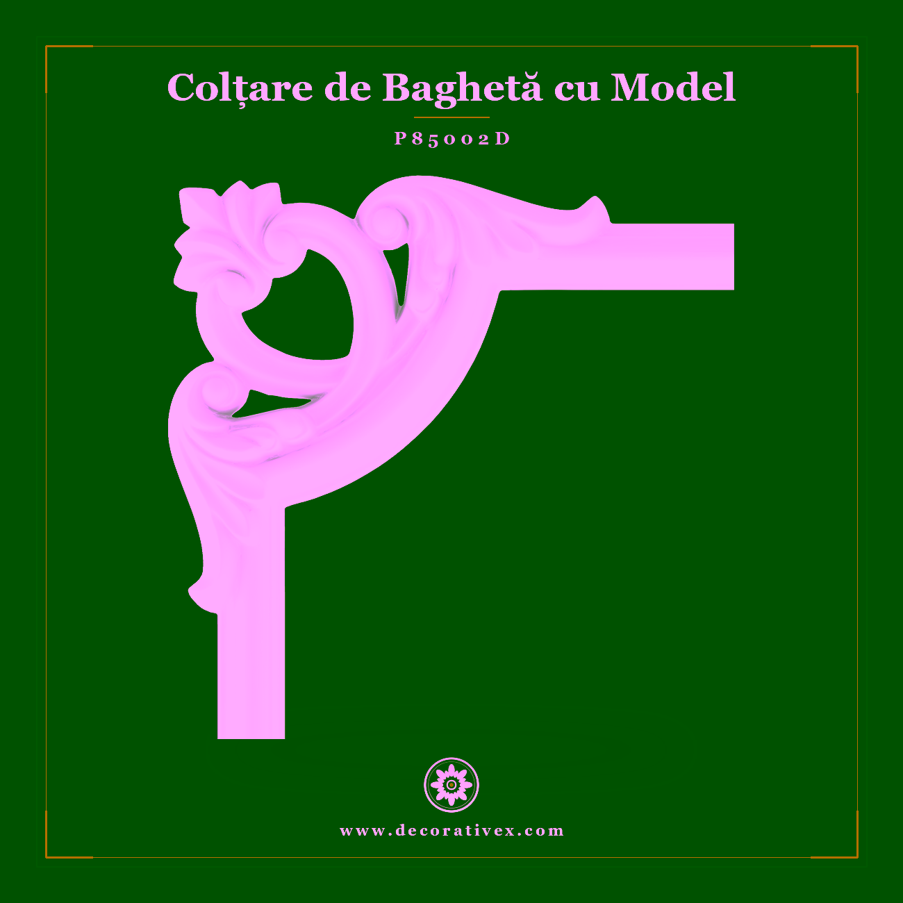 Colțar Decorativ Baghetă Poliuretan 20x20x2 cm Model Sculptat
