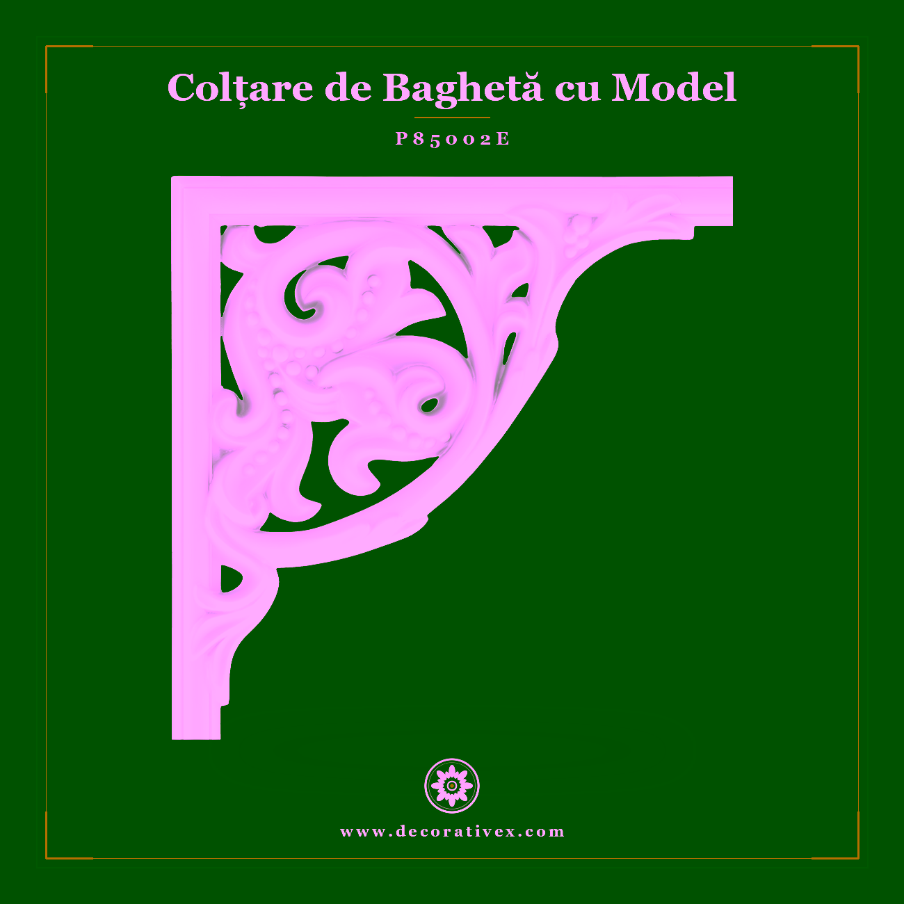 Colțar Profil Decorativ Sculptat Poliuretan 28x28x2 cm