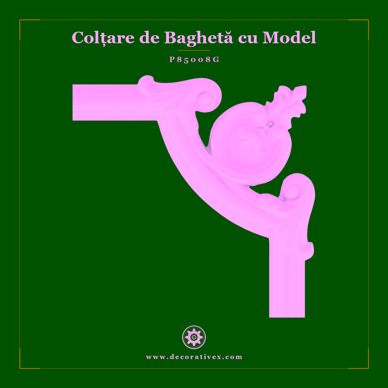 Colțar Profil Decorativ din Poliuretan cu Model Sculptat 28×28 cm