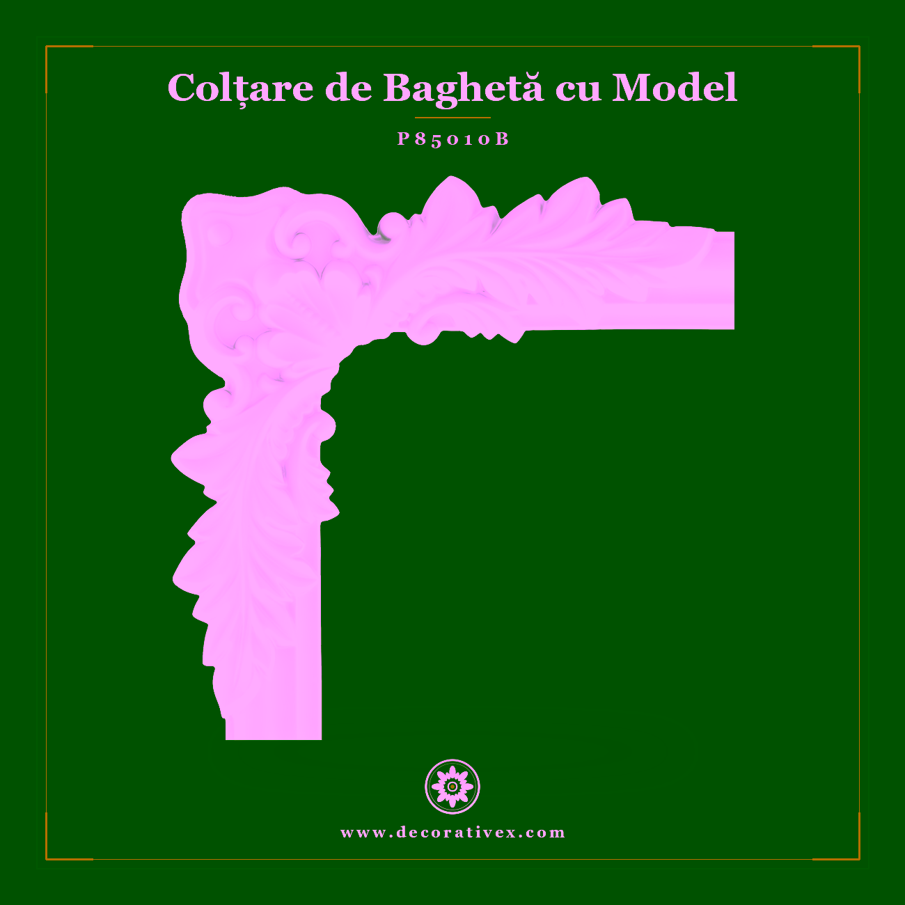 Colțar Decorativ Poliuretan 25×25 cm Model Sculptat