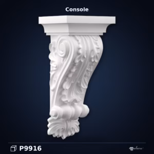 Consolă Decorativă din Poliuretan cu Volute 13x14x31 cm