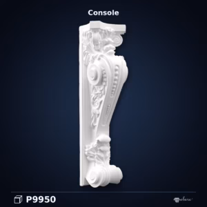 Consolă Decorativă din Poliuretan 18x20x72 cm cu Volute