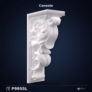 Consolă Decorativă Poliuretan cu Volute 35x22x69 cm