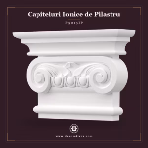 Capitel Pilastru din Poliuretan cu Volute Ionice 8x35 cm