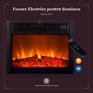 Focar Electric de Șemineu 75x63 cm cu Mască Poliuretan